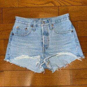 Levi's Light Blue Frayed Jean Shorts size 24